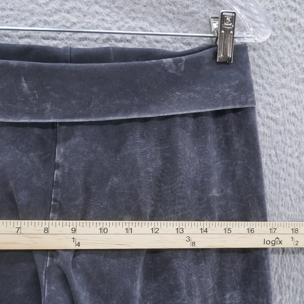 TParty Women Charcoal Mineral Wash Fold Over Waistband Yoga Leggings Size L